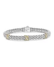 Lagos 18K Gold & Sterling Silver Embrace Collection Diamond Rope Bracelet, 6mm