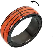Orange Basketball Ring | Sports Spinner Rings Band | Black Stainless Steel Worry Jewelry for Basketball Enthusiasts, Players, and Fans on Birthdays, Anniversaries, and Celebratory Events