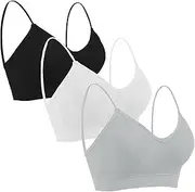 Seitop 5 Pieces Classic Bras for Women with V Neck Padded Cami Seamless Tank Top Straps Bralette Everyday Basic Sleep Bra Sports Bras Sans Coutures Seamless for Women Girls