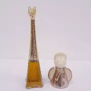 Set of 2 Vintage Avon gold Giraffe & angel Perfume Cologne Bottle Glass New