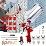 HVLP Air Spray Gun Kit 1000ml Pot Gravity Feed Car Paint Primer 1.4/1.7mm/2.5mm