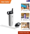 24 oz Stainless Steel Vacuum Insulated Water Bottle with Spout and Straw Lids