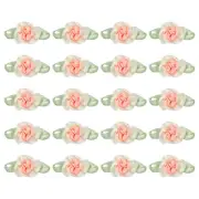 20Pcs 1" Ribbon Flowers Bows Mini Satin Roses Flowers Apricot/Beige