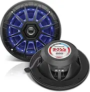 BOSS Audio MRGB65B 200 Watt (Per Pair), 6.5 Inch, Full Range, 2 Way Marine Speakers, (Sold in Pairs) Multi Color LED Illumination with Wireless Radio Frequency Remote