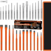 HORUSDY 28-Piece Heavy Duty Punch and Chisel Set for Precision Metalworking
