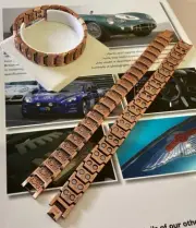 Pure Copper Mens Adjustable Magnetic Bracelet - Double Row Magnets 3000 Gauss