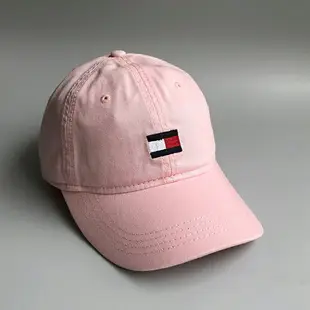 美國百分百【Tommy Hilfiger】帽子 TH 棒球帽 遮陽帽 鴨舌帽 老帽 經典 大LOGO 粉紅色 G860