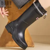 在飛比找momo購物網優惠-【Alberta】跟高3cm 時尚高筒雨鞋 雨靴 防水防滑靴