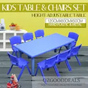 Large Kids Toddler Children Blue Activity Table and 8 Blue Chairs 120x60cm L