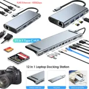 12in1Type-C Docking Station HUB HDMI 4K USB 3.0 VGA PD SD TF For MacBook Laptops