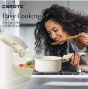 Carote Nonstick Cookware Sets, 9 Pcs Granite Non Stick Pots and Pans Set with Re