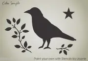 Stencil Prim Crow Bird Leaf Branch Star Country Cabin Folk Art DIY Craft Signs
