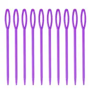 100pcs Plastic Sewing Needles, 9cm Large Eye Blunt Learning Needles, Purple