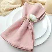 Plobeca Cloth Napkins Rustic Cotton Cloth Napkins Set of 10 Soft Table Napkins 45x45cm Washable Dinner Napkins for Christmas Wedding Party Fall Decor (Pink)
