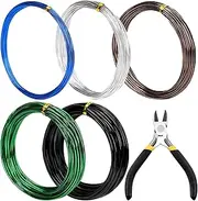 6Pcs Bonsai Training Wire Kit, 0.8mm, 1mm, 1.5mm, 2mm, 3mm 82 Feet Total Aluminum Bonsai Wires with Wire Cutter for Bonsai Trees Indoor(16.4 Feet for Each Roll)