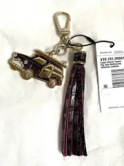 New Brahmin Melbourne Copa Car Tassel Bag Charm Key Fob FIG JAM Brown Purple