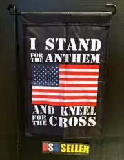 America Garden Flag FREE FIRST CLASS SHIP USA I Stand For Anthem God Sign 12x18"