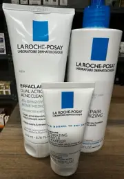 LOT OF 3 MIXED La Roche-Posay Lotion, Effaclar Duo & Hydrating Gentle Cleansers