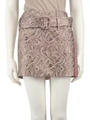 Metallic Logo Jacquard Belted Mini Skirt