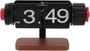 Zunate Retro Flip Clock Wooden, Vintage Flip Desk Clock, Mechanical Automatic Flip Clock with Alarm Clock for Home Tabletop Decor Living Room