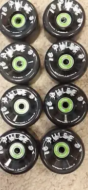 Atom Pulse Outdoor 8 Skate Wheels Black 62mm 78a w/ Bionic 8mm ABEC 7 bearings