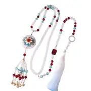 Chinese Necklace with Traditional Pearls Chain Chinese Skirt Costume