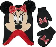 [Disney] girls Toddler Girls Minnie Mouse Beanie Hat and Gloves Set Cold Weather Gloves - multi - Age 2-4