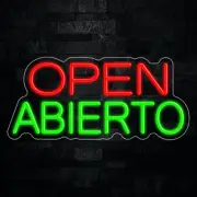 Open Abierto LED Neon Sign 22"L x 10"H #32536