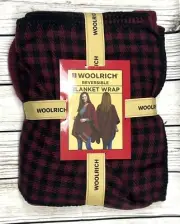 Woolrich Reversible Blanket Poncho Wrap Red Black Buffalo Plaid Women's Shawl