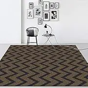 Large Rug Indoor Carpet Living Room Bedroom Office Dining Room Camel Geometric, Black, 180 x 270 cm