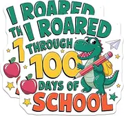 (2 Pack) Fun School Magnets - 100 Days of School Magnets - Dino Classroom Decor Magnets for Teachers - 5" On Longest Side - for Cars, Refrigerators, Toolboxes, Lockers - Made in USA BMCS3502
