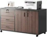 File Cabinet Mobile Storage Cabinet Printer Placement Cabinet Filing Cabinet Low Cabinet Drawer Cabinet Multi-Layer Organizer with Door Office Drawer(Brown)