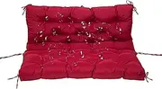 Outdoor Bench Cushion with Backrest Pad, 2-3 Seater Waterproof Cushions, Patio Furniture Cushions, Swing Chair Cushion for Patio Furniture Recliners(Red,47in)