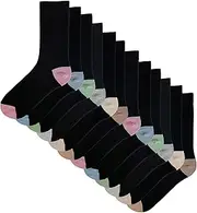[The Essentials Wardrobe] Ladies Socks 12 Pack Cotton Blend Black Ankle Socks Comfortable Ribbed Top Socks Formal Casual Wear Soft Breathable Elastane Stretch socks Size 4-8