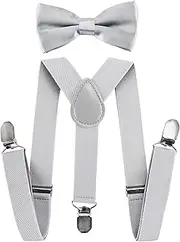 [axy] Children's Braces with Bow Tie Set for Children 1-7 Years Old, Y Shape, 3 Clips - Plain Colours Boys Braces