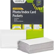 100 Pack Clear Self-Adhesive Pocket Label Holders for Index Cards 3x5, Bulk Top Load Plastic Sleeves for Storage