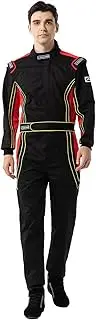 J-RACING® Racing Suit Karting Suit/Race/Rally Go Kart Auto Racing Driver Fire Suits SFI 3.2A/1 (Black/Red-S)