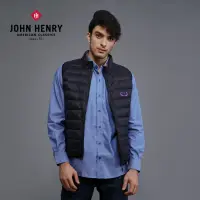 在飛比找momo購物網優惠-【JOHN HENRY】雙面兩穿立領羽絨背心-黑