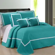 Home Fashion 6 Piece Two-Tone Embossed Comforter Set Queen Teal