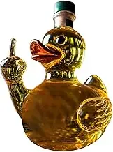 Funny Middle Finger Duck Bottle – Whiskey Duck Decanter, 10 Oz Glass Statue Wine Bottle, Prank Duck Bottle Decoration for Bar, Office & Home(D)