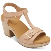Rockport Women's Size 10M Beige Vivianne T-Strap Buckle Dress Sandals