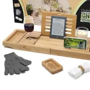 Luxury Bamboo Bath Caddy with Non-Slip Stability for a Relaxing Spa Experience