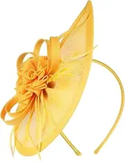 [Holibanna] Cocktail Party Hat Fashion Headbands Hats for Women Headbands Steampunk Party Head Head Bands Bobby Pins for Women Women's Fascinators Mardi Gras Accessories Mesh Yellow
