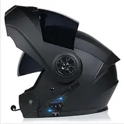 Bluetooth Integrated Motorbike Full Face Flip Up Front Helmet,Motorcycle Modular Bluetooth Helmet, ​for Adults Men Women, Moped Street Racing Helmet with Dual Visor DOT Approved