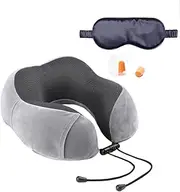 Dart Frog Eye Mask and Neck Pillow Set (with 100% Natural Silk and Memory Foam)