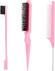 SWEET VIEW 3 Pcs Slick Back Hair Brush, Rat Tail Comb, Edge | Bristle Brush, Hair Accessories for Girls, Kids, Toddlers Sleek Ponytail/Bun, Edge Control and Smoothing Baby Hair & Flyaways