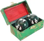 2Pcs Metal Handballs Durable Massage Balls for Hand Therapy Exercise Fine Workmanship Panda for Manual Massage Home Decor