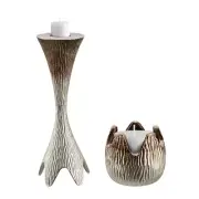 4-1/2" Diameter X 12" Height, 2 Tone Aluminum Solid Candle Holder, Table Decorat