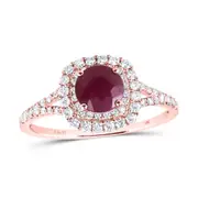 3/8CTW-Diamond 1CT-RUBY BRIDAL NATURAL GEM RING