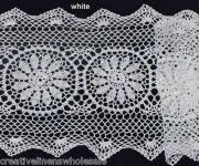 14x36" White Cotton Crochet Lace Table Runner Handmade Creative Linens